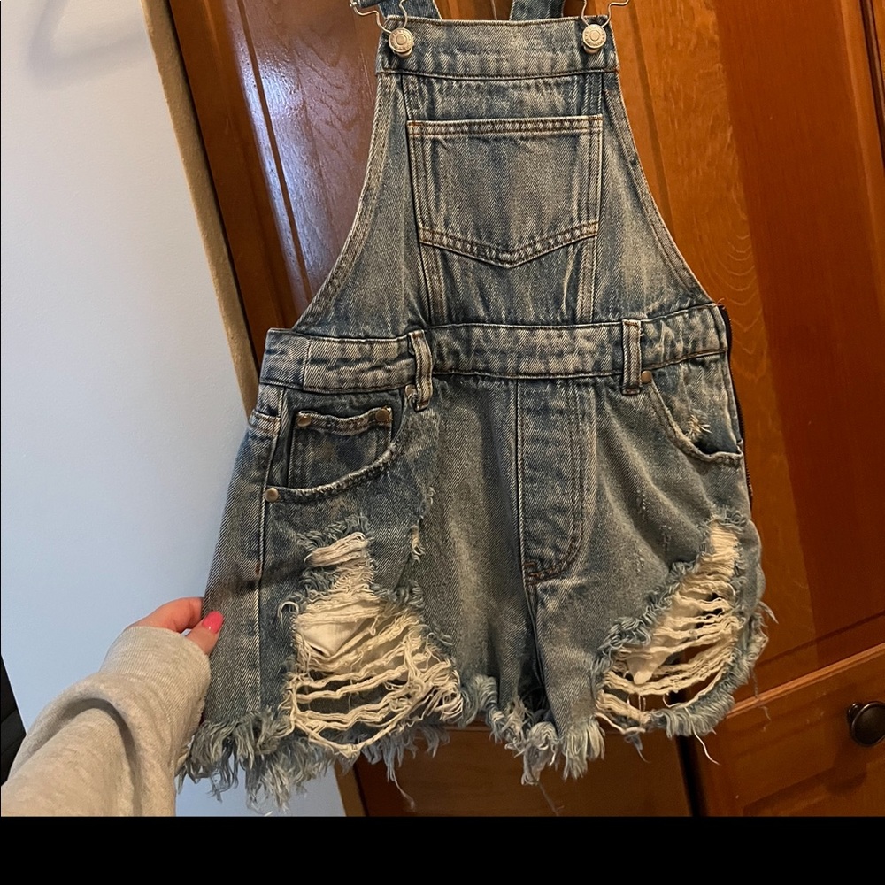 Distressed overalls